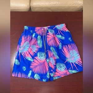 Tropical Blue and Pink Men's Swim Trunks